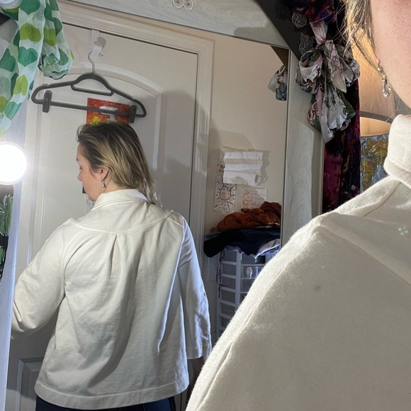 CROFT & BARROW CREAM CAPE BLAZER JACKET WARM XL TOP SHIRT BLOUSE POCKETS EUC - Picture 3 of 16